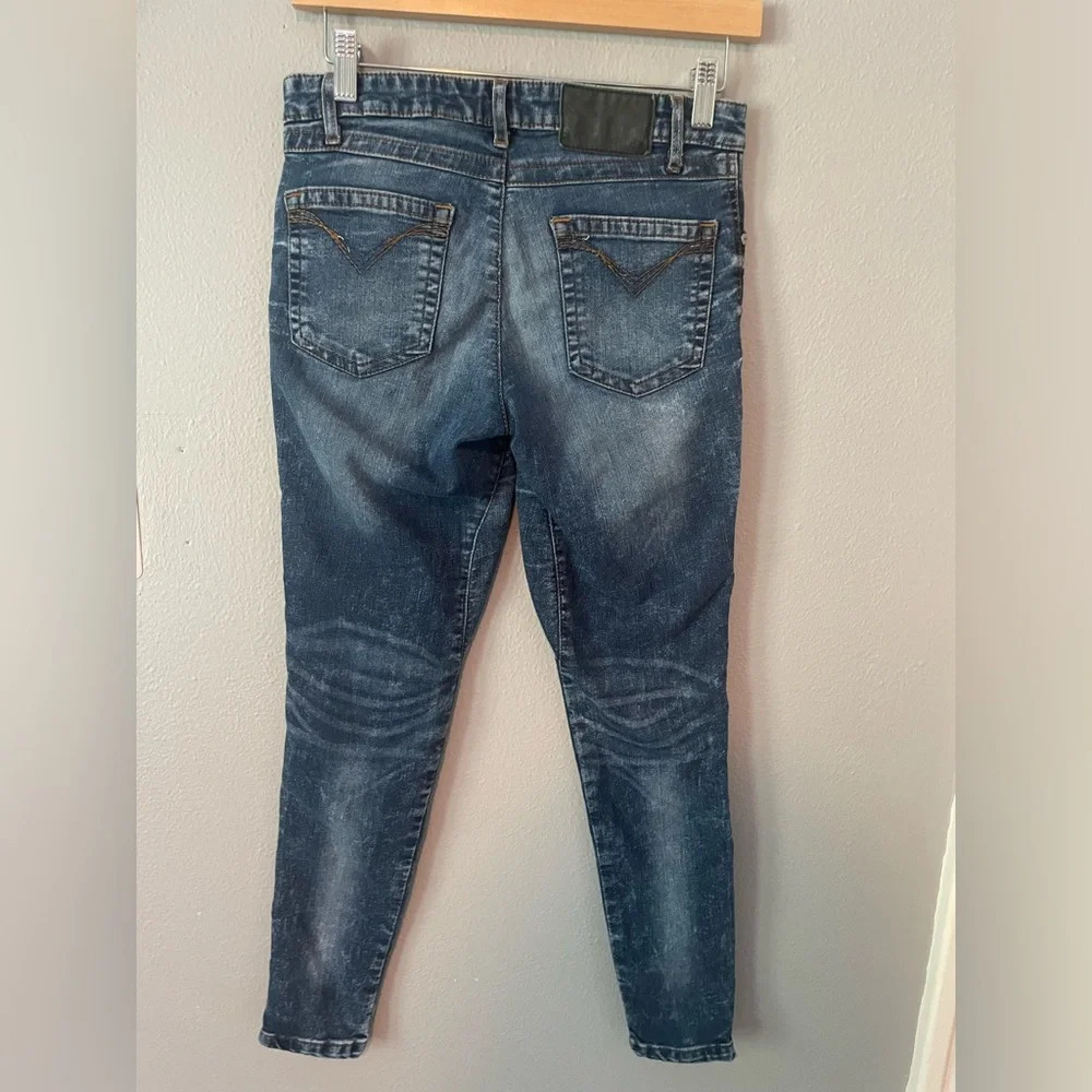 Harley Davidson Womens Dark Wash Low Rise Moto Zipper Skinny Jeans size 27 - Picture 2 of 11